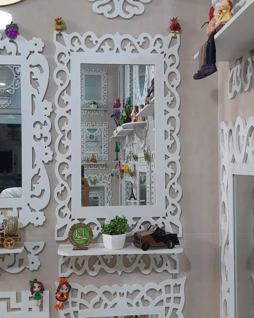 آینه قاب شلفpvcحمام توالت دکوری تزئینی با اشانتیون|لوازم حمام|مشهد, کوشش|دیوار