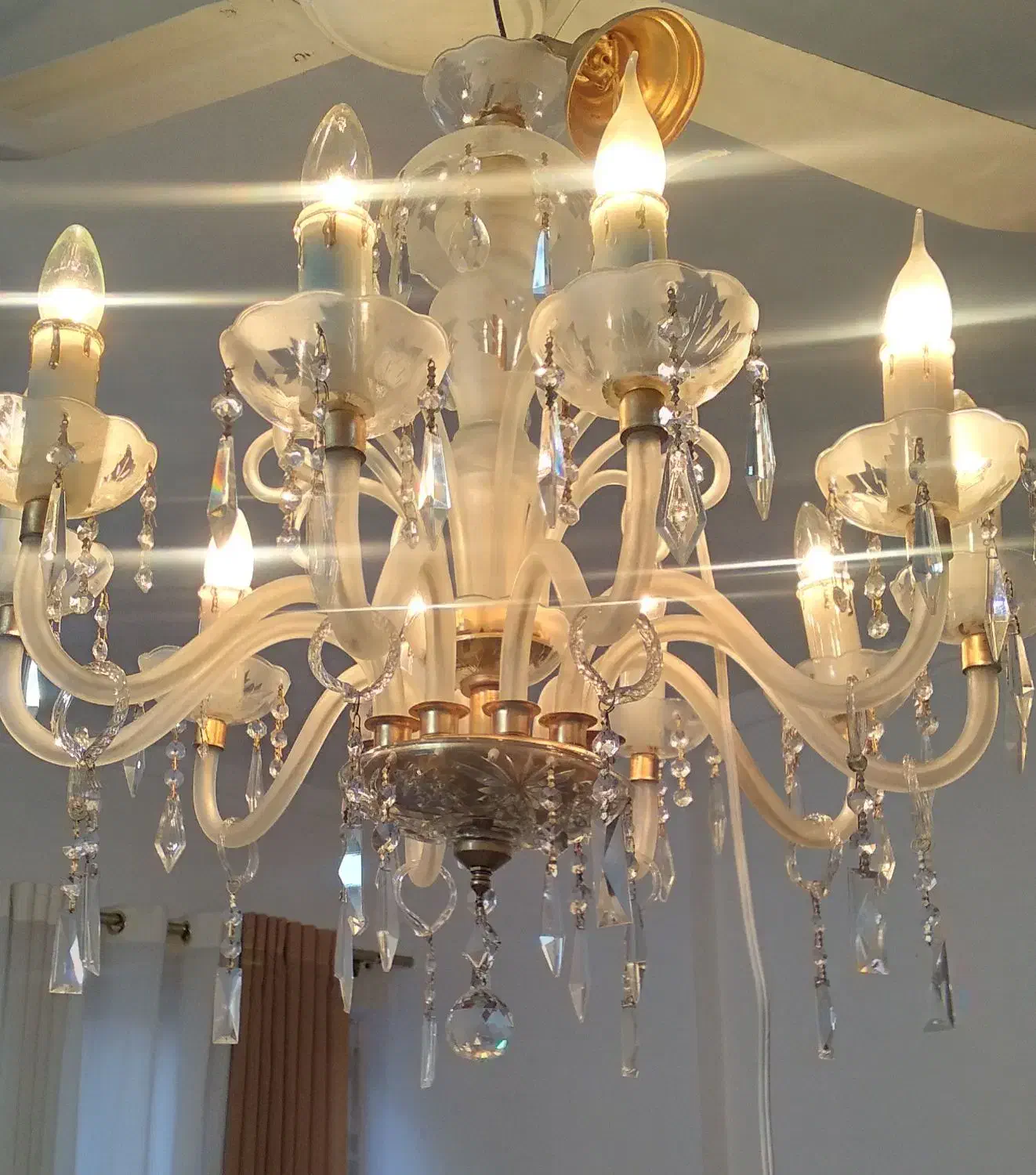 ده شاخه لوستر کریستال(جفت داره)|لوستر و چراغ آویز|ساری, |دیوار