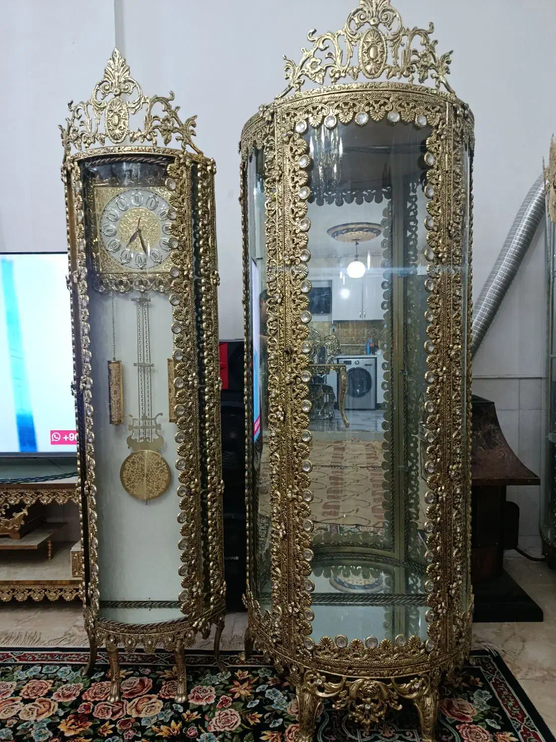 ست گنجه و ساعت برنجی نو|بوفه، ویترین، کنسول|نیشابور, عدالت|دیوار