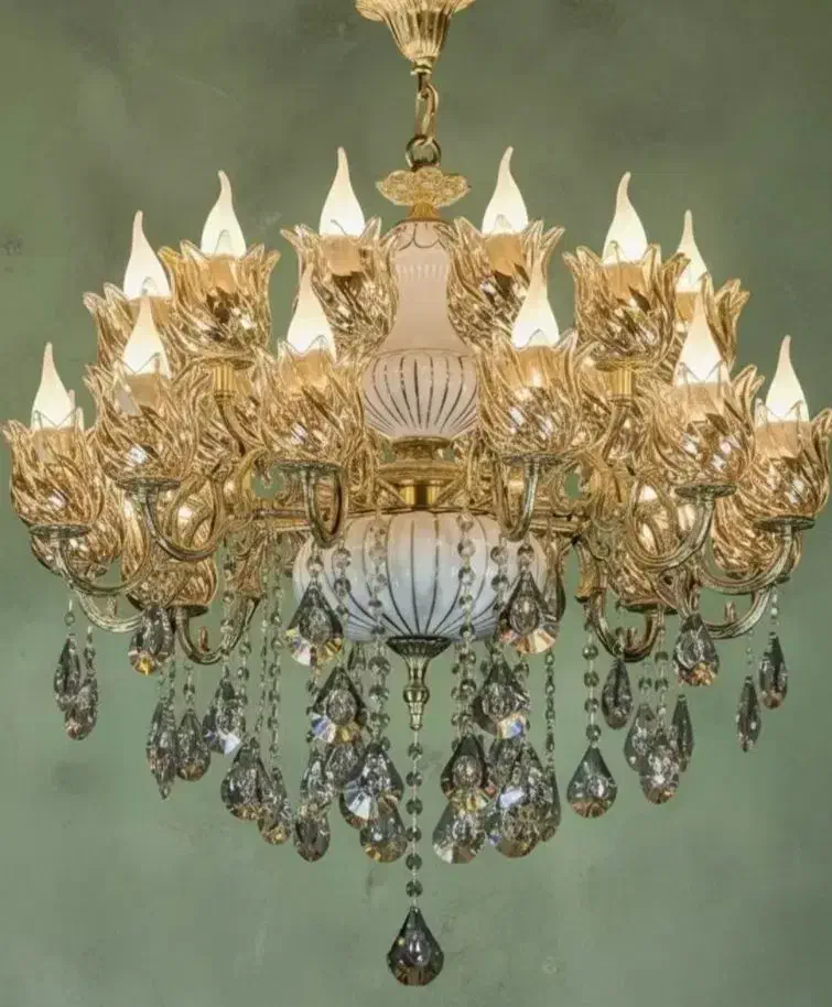 لوستر برنزی سرامیکی(مارک شهیدی )با لیبل|لوستر و چراغ آویز|کرمانشاه, |دیوار