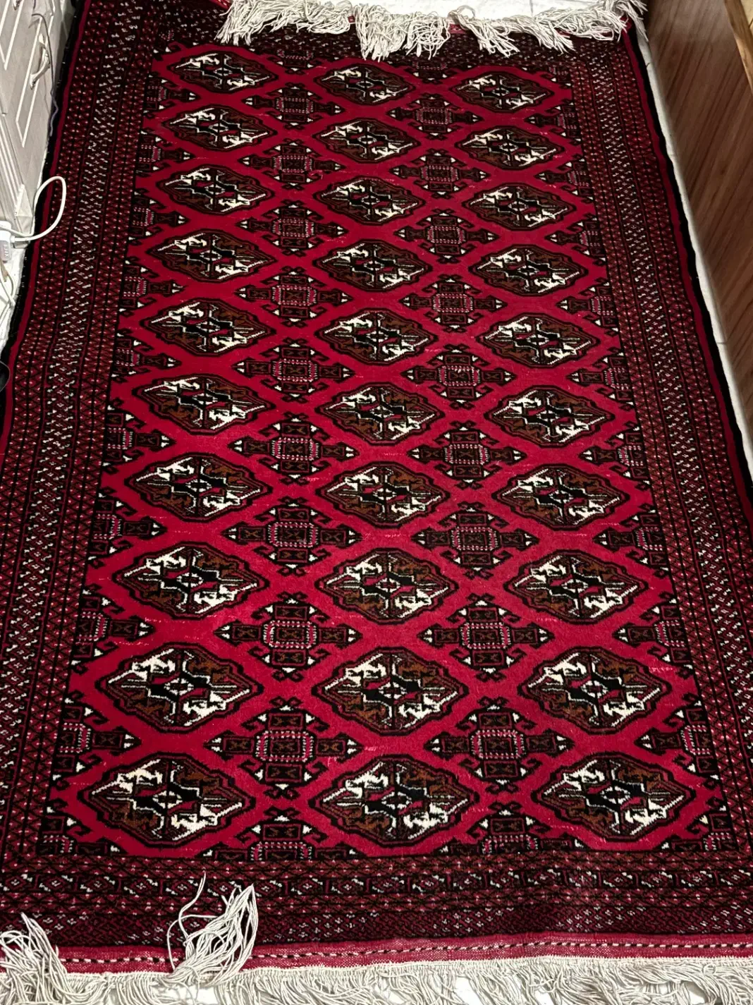 فرش ترکمن قرمز دستبافت پشمی کاملا تمیز و سالم|فرش|تهران, سازمان برنامه شمالی|دیوار