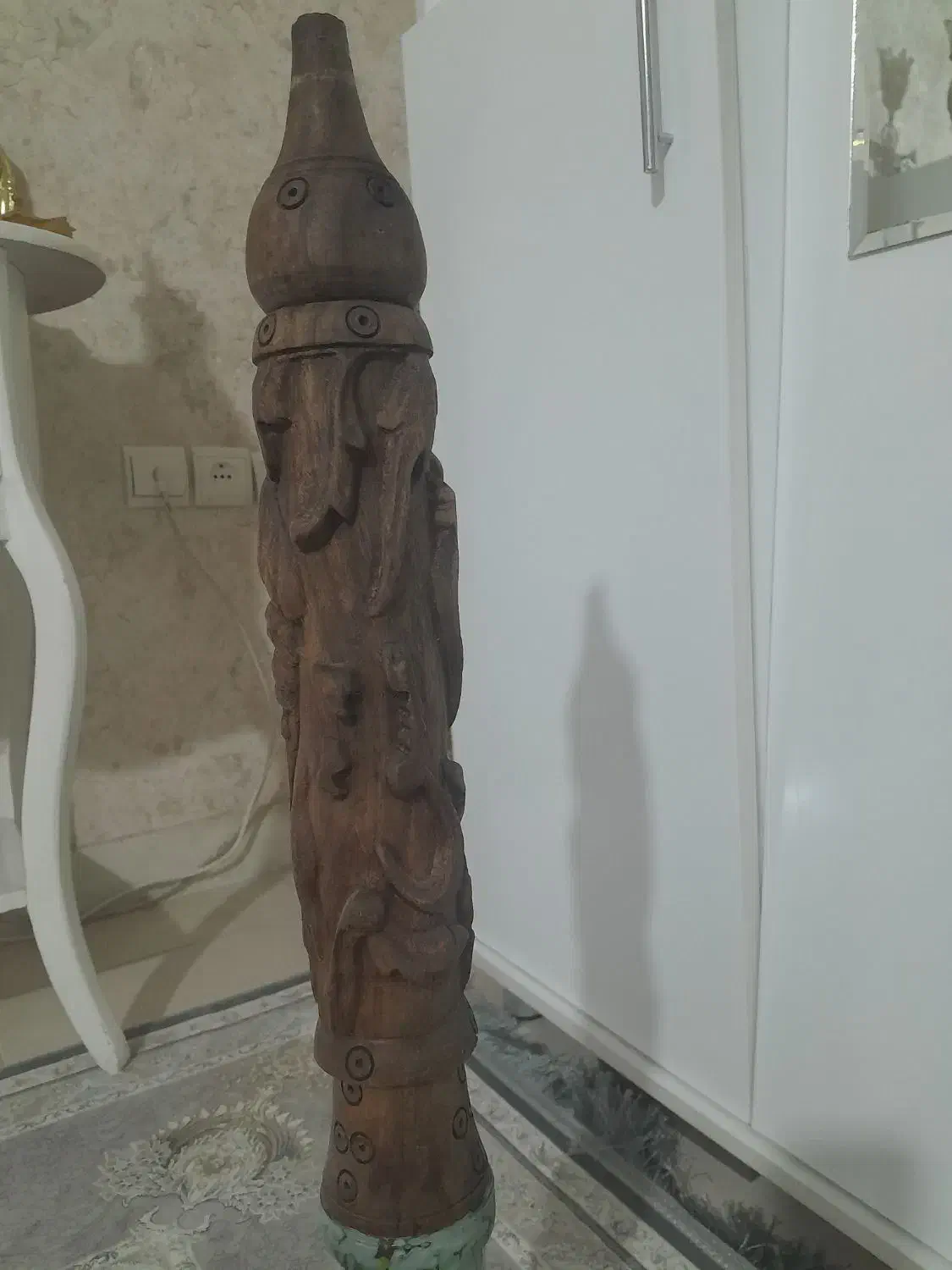 قلیون سالم تمیز تنه از چوب با حکاکی اسیر عشق|کلکسیون و سرگرمی|محمدیه-قزوین, |دیوار