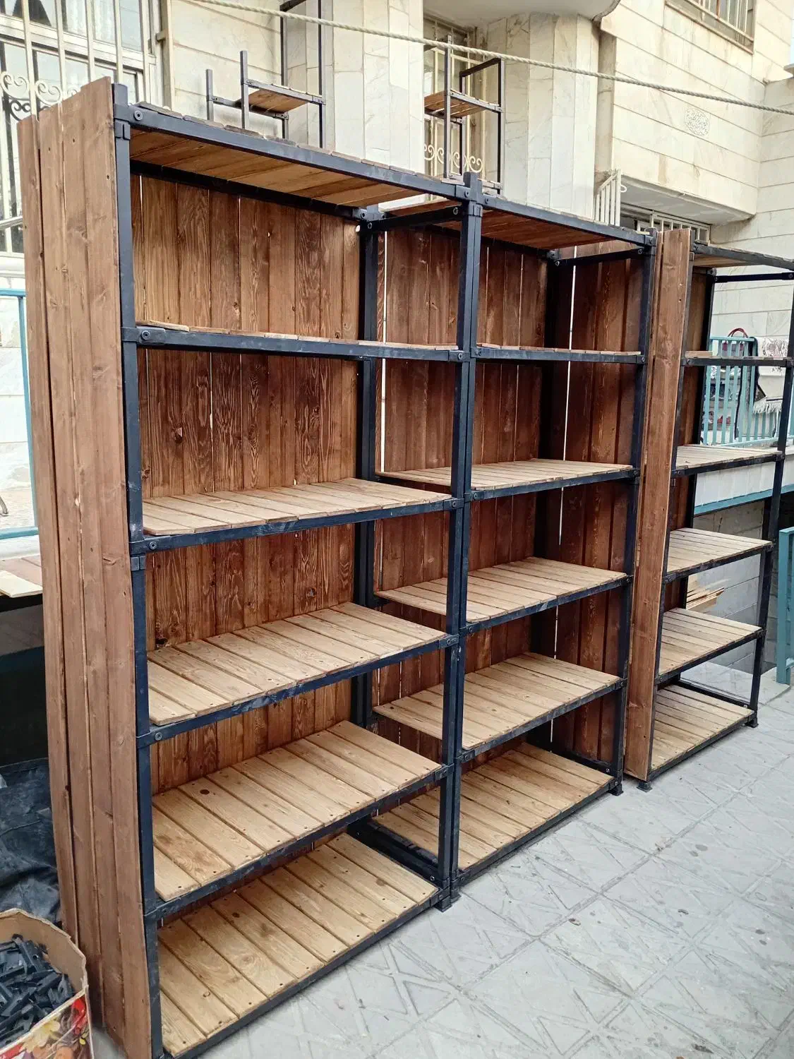 قفسه جاکفشی رگال فلزی میز ویترین دکور شلف چوب|کتابخانه، شلف، قفسههای دیواری|تهران, صادقیه|دیوار