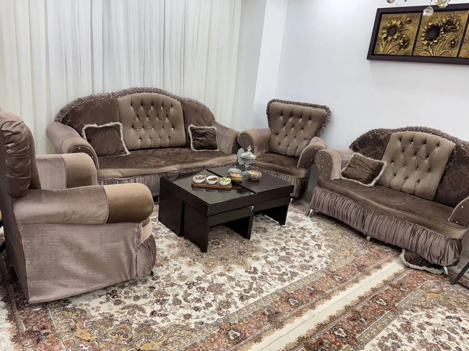 مبل ۷ نفره همراه با جلو مبلی|مبلمان خانگی و میز عسلی|سرپل ذهاب, |دیوار
