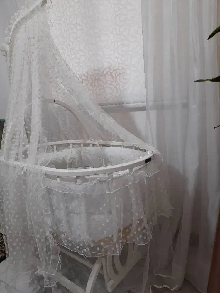 تخت نوزاد کنار مادر کاملا چوب مدل ترک|اسباب و اثاث بچه|رشت, بوسار|دیوار