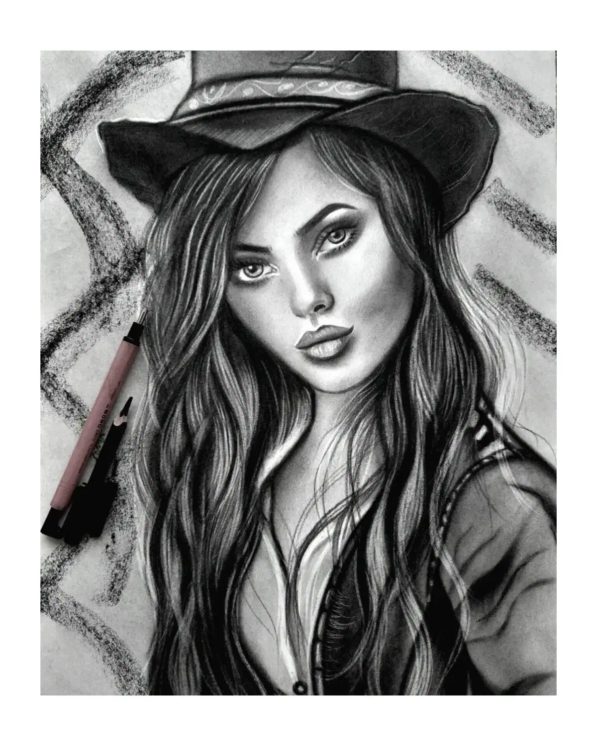 نقاشی چهره سیاهقلم ورنگی|تابلو، نقاشی، عکس|کرمان, |دیوار