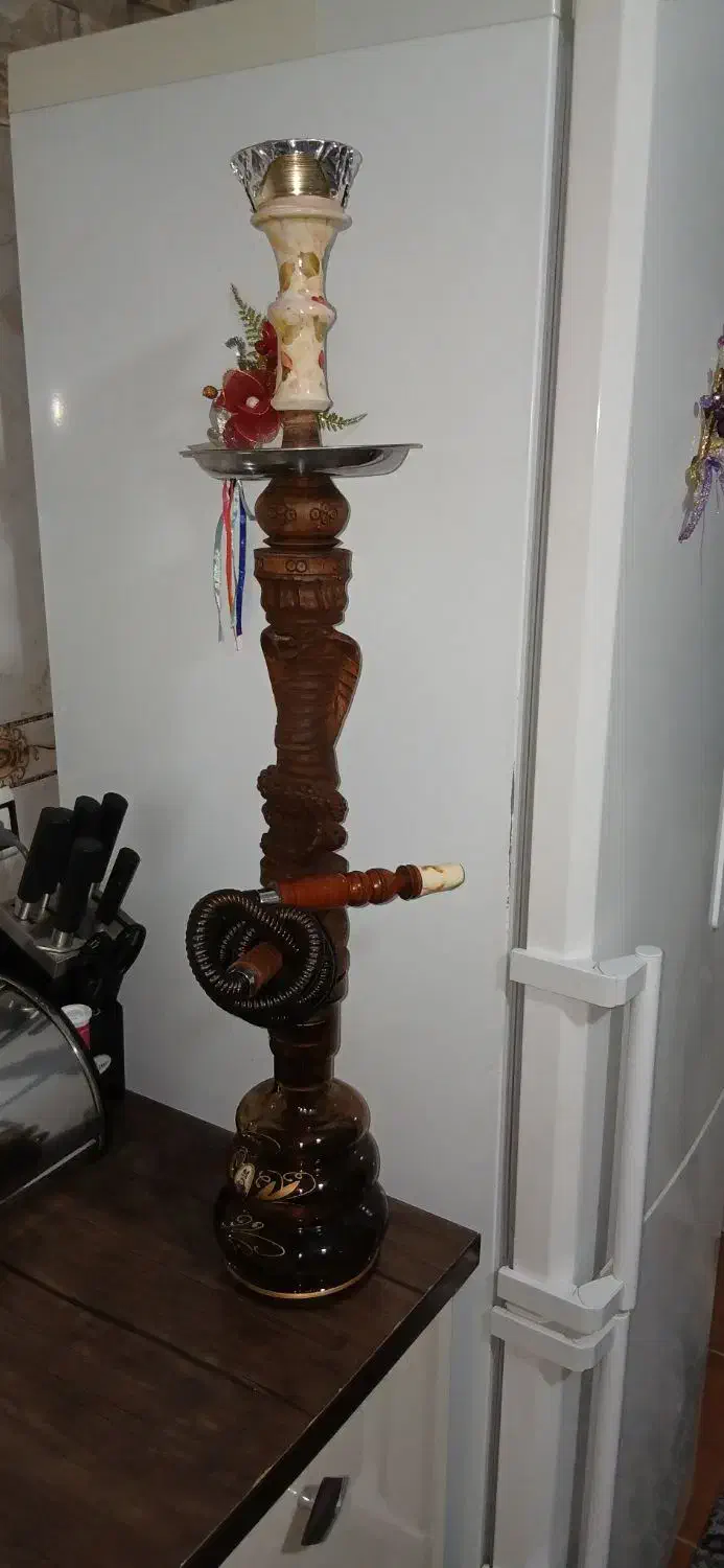 قلیان چوبی طرح مار کبری  دست ساز|کلکسیون و سرگرمی|نسیم‌شهر, |دیوار