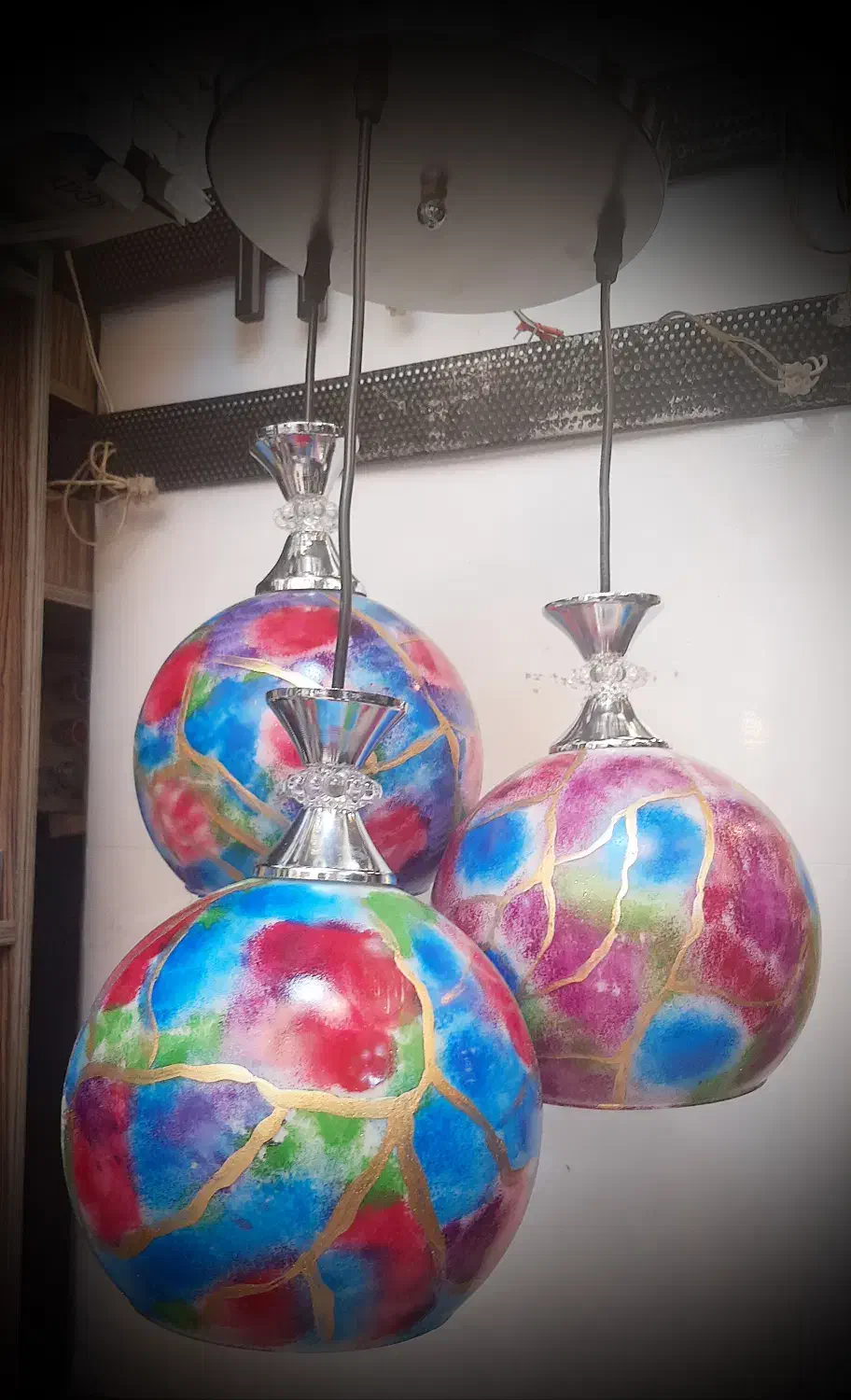 آکبند لوستر سه شعله مدرن حباب پتینه خطی|لوستر و چراغ آویز|تهران, فردوسی|دیوار