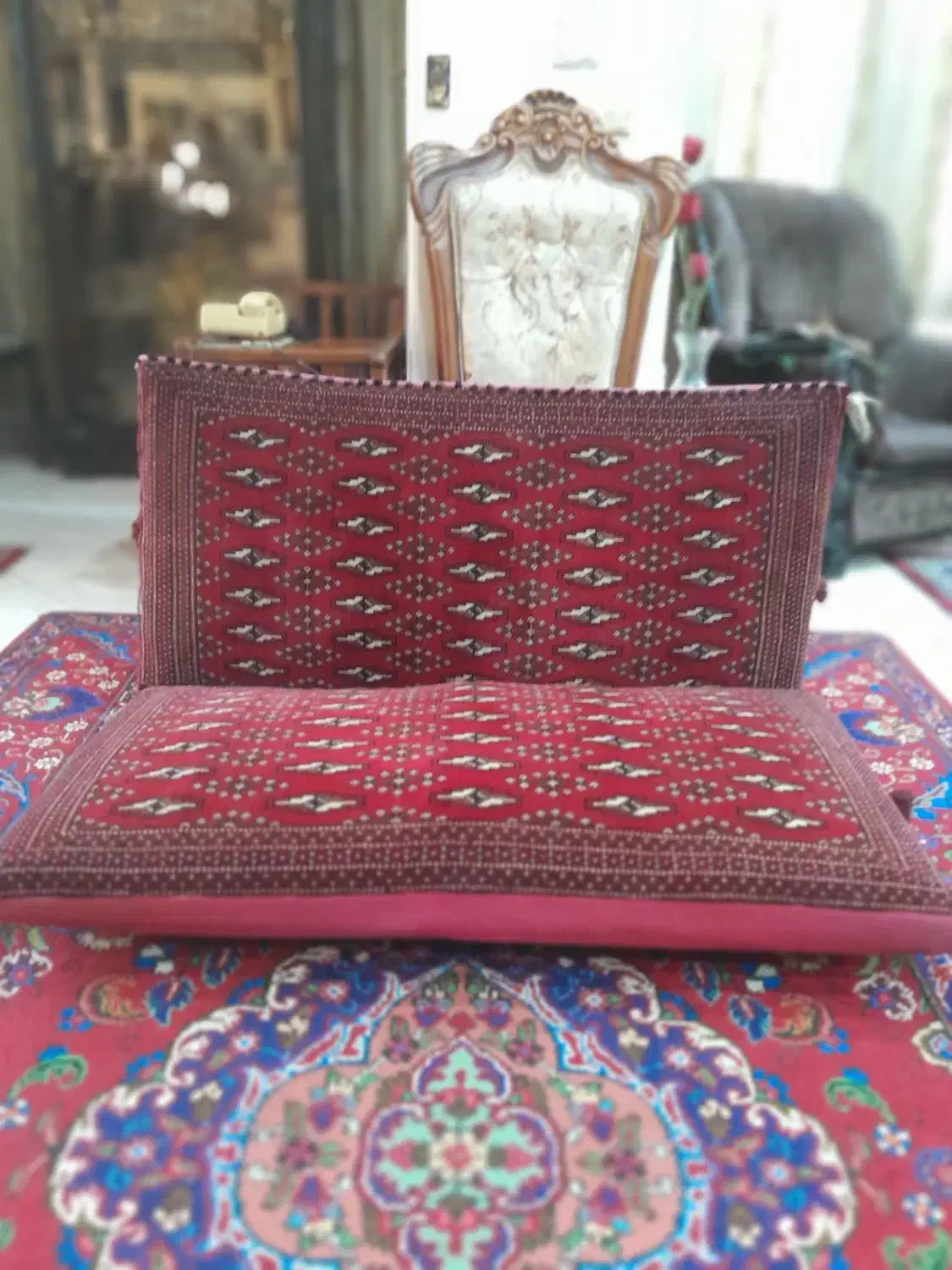 پشتی دستباف سایز بزرگ ترکمنی|پشتی|کرج, شهرک بنفشه|دیوار