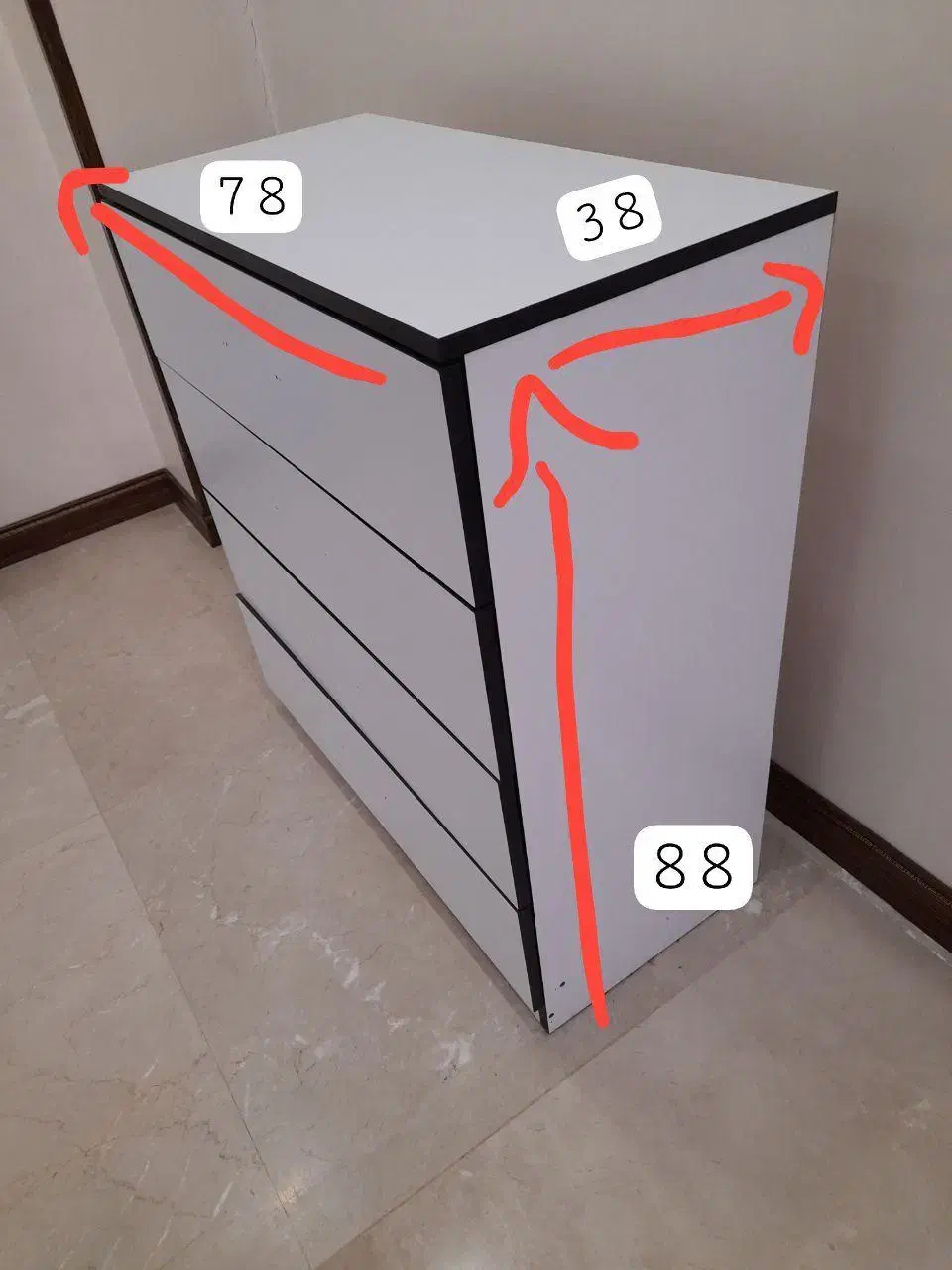 دراور چهار کشو سفید|جاکفشی، کمد، دراور|تهران, تسلیحات|دیوار