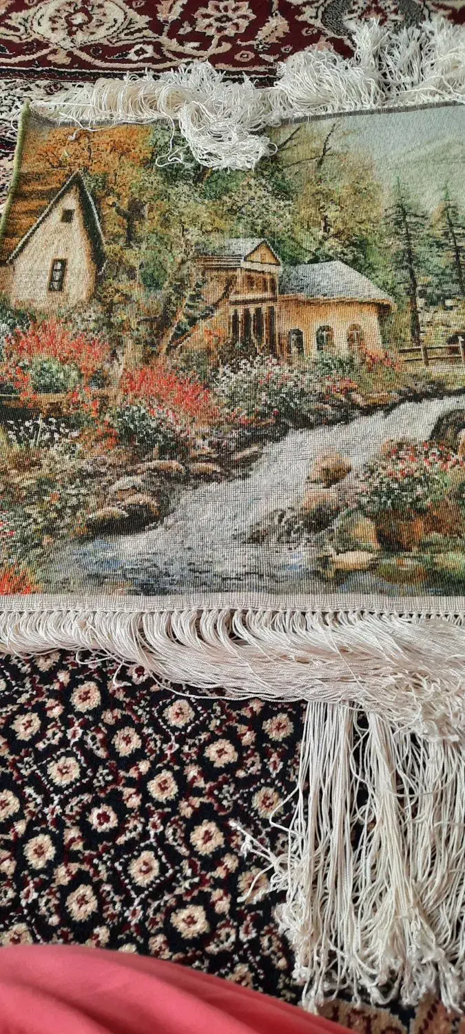 فرش دست بافت چله ابریشم|فرش|کرمانشاه, |دیوار