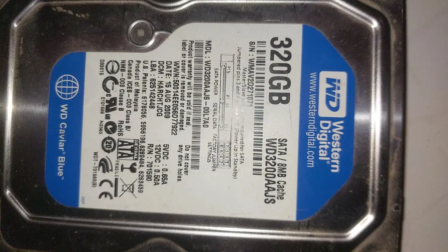 هارد WD وسترن دیجیتال ۳۲۰GBاستوک در حد نو|قطعات و لوازم جانبی رایانه|اراک, |دیوار