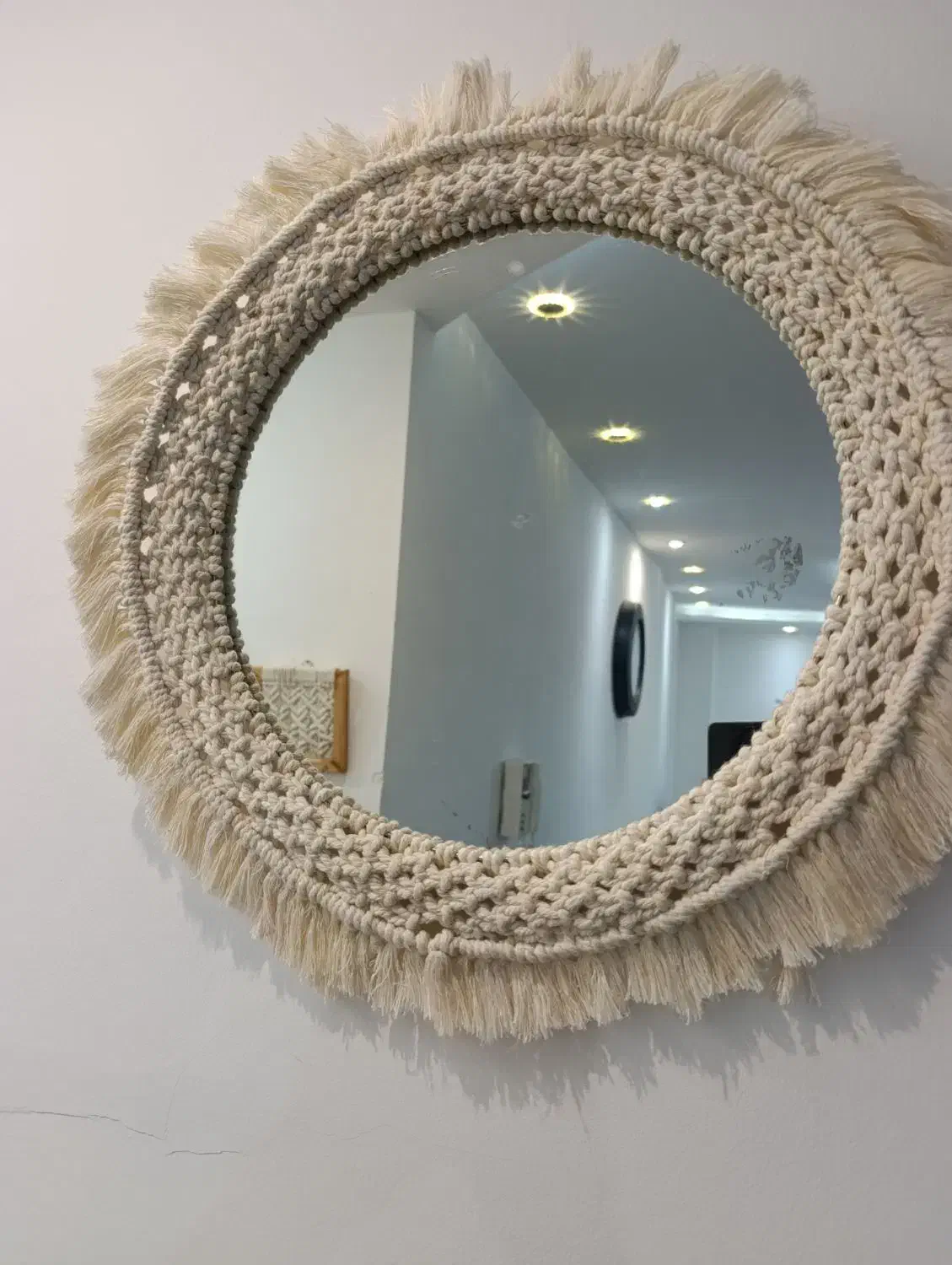 قاب اینه مکرومه بافی|آینه|بندر انزلی, نوروزی|دیوار