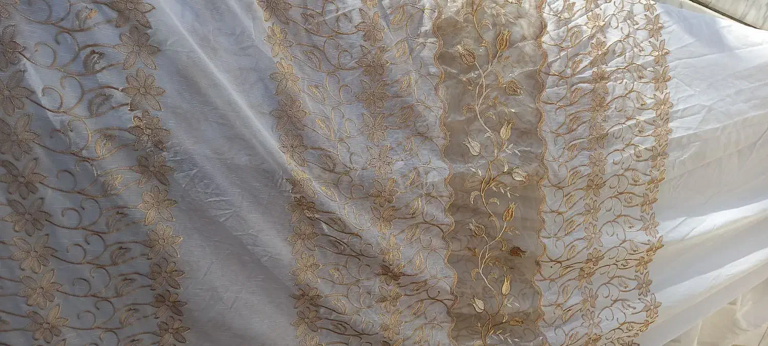 فروش پرده حریر طرحدار طلاکوب|پرده، رانر، رومیزی|خمینیشهر, |دیوار