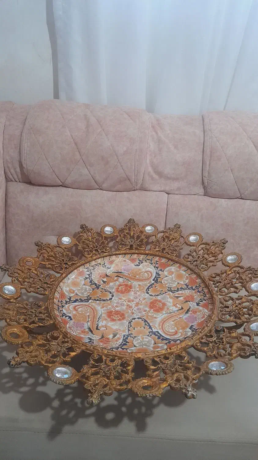 ظرف میوه یا شیرینی طرح برنجی و آینه طرح برنجی|صنایع دستی و سایر لوازم تزئینی|بهشهر, |دیوار