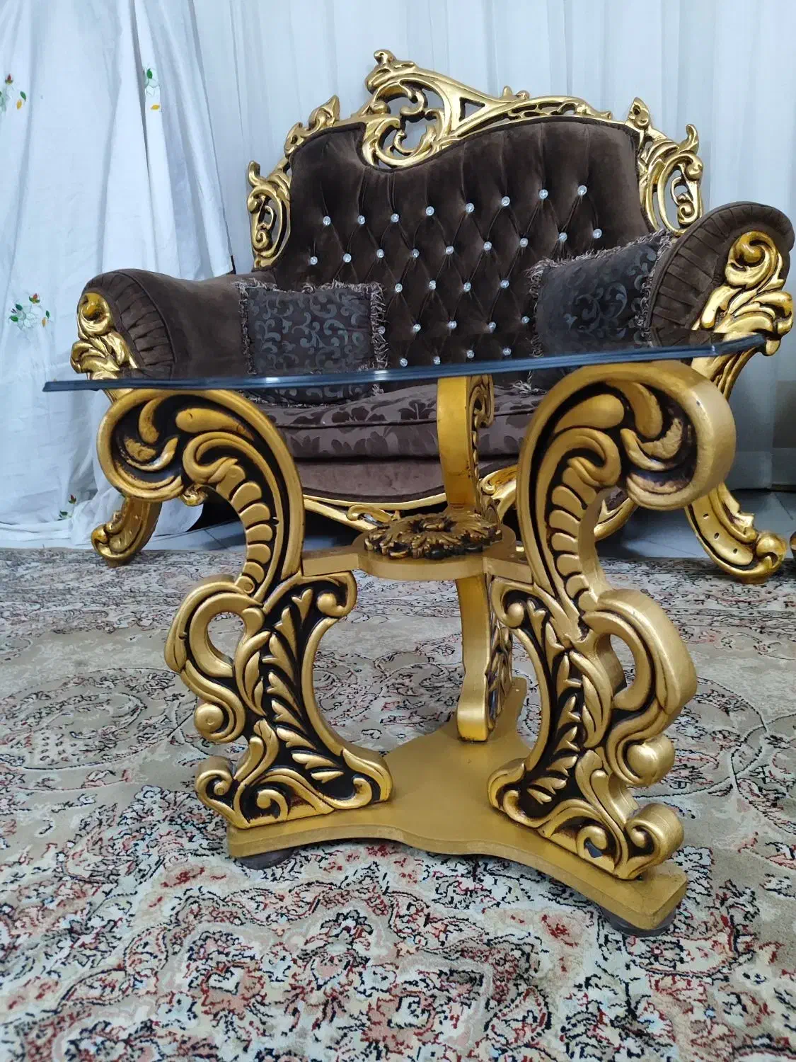 سرویس مبل ۷ نفره نیمه استیل همراه با میز های عسلی|مبلمان خانگی و میز عسلی|مشهد, گلبرگ|دیوار