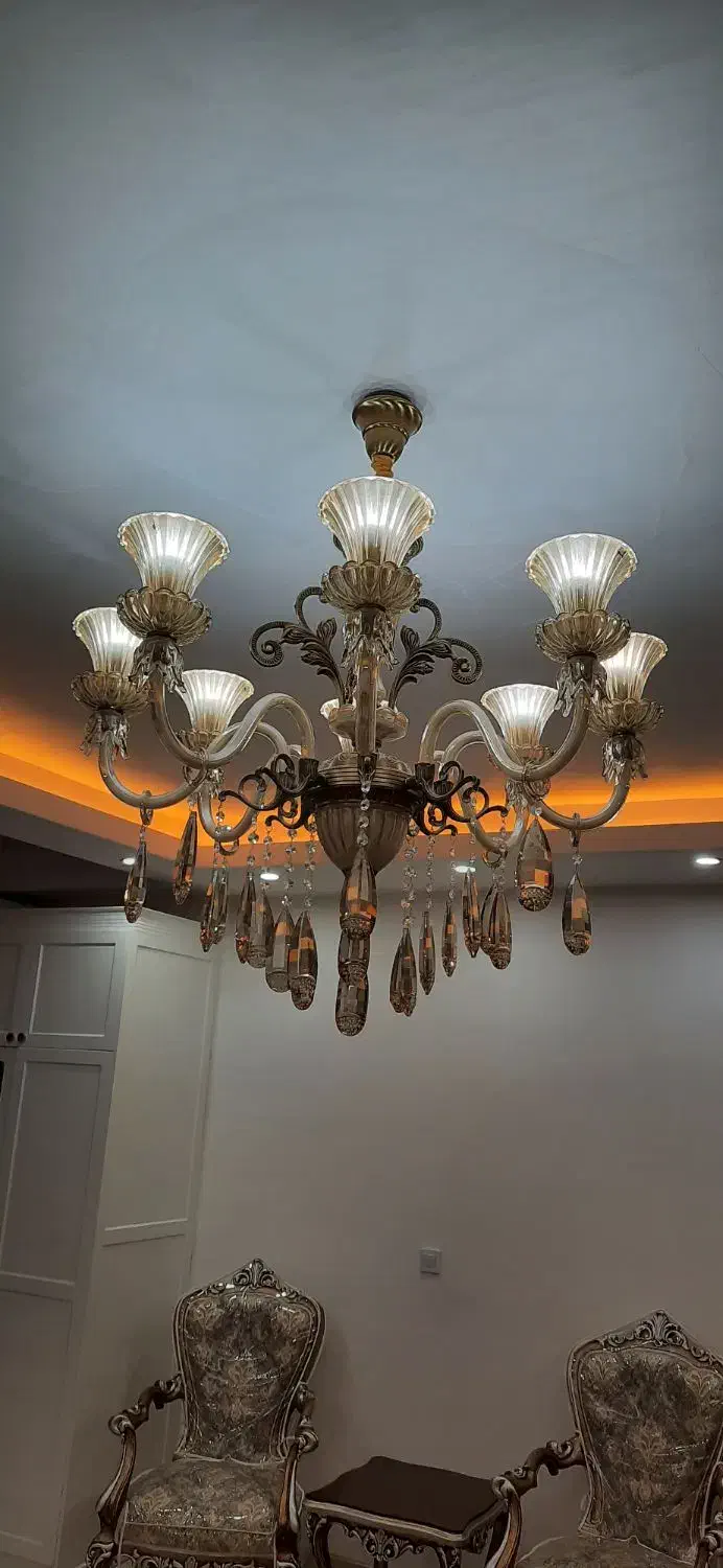 لوستر کریستال شیشه ای|لوستر و چراغ آویز|کرج, محمود آباد|دیوار