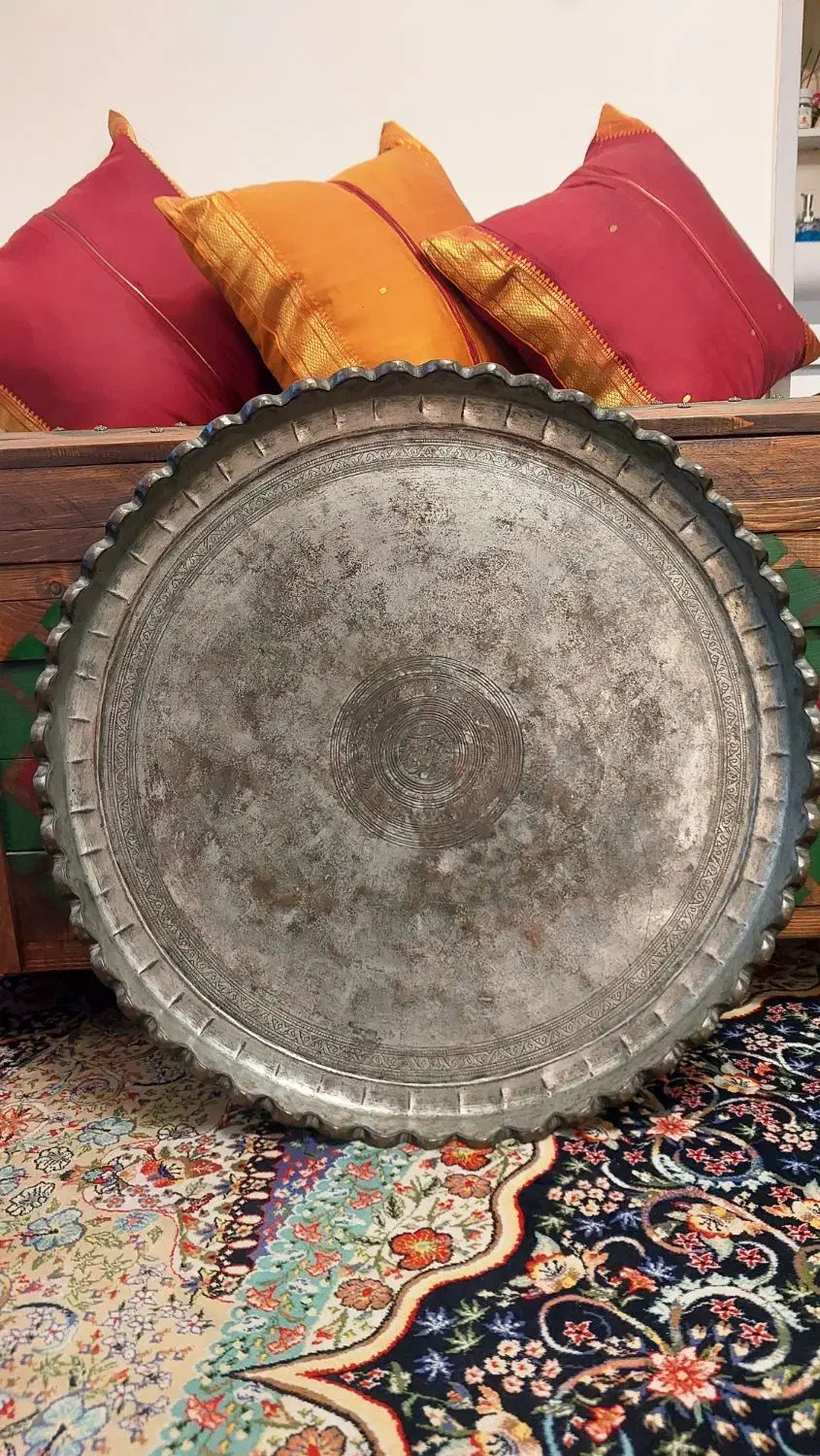 سینی مسی کنگره ای قدیمی قطر ۵۵ سانت|کلکسیون اشیاء عتیقه|تهران, جیحون|دیوار