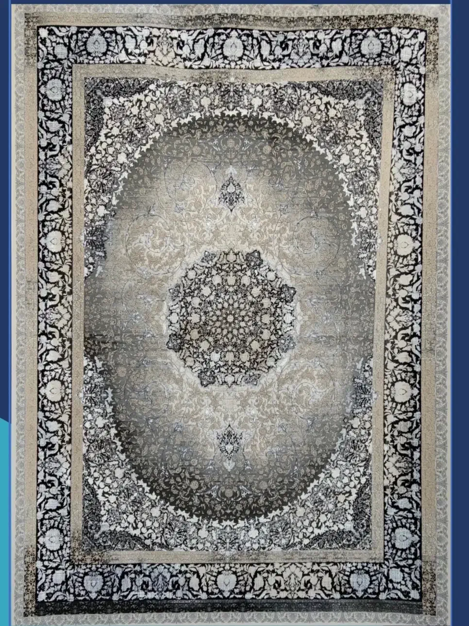 فرش ماشینی ماندگارعایشه کد۱۲۰۲۱ رنگ کرم ابی|فرش|تبریز, |دیوار