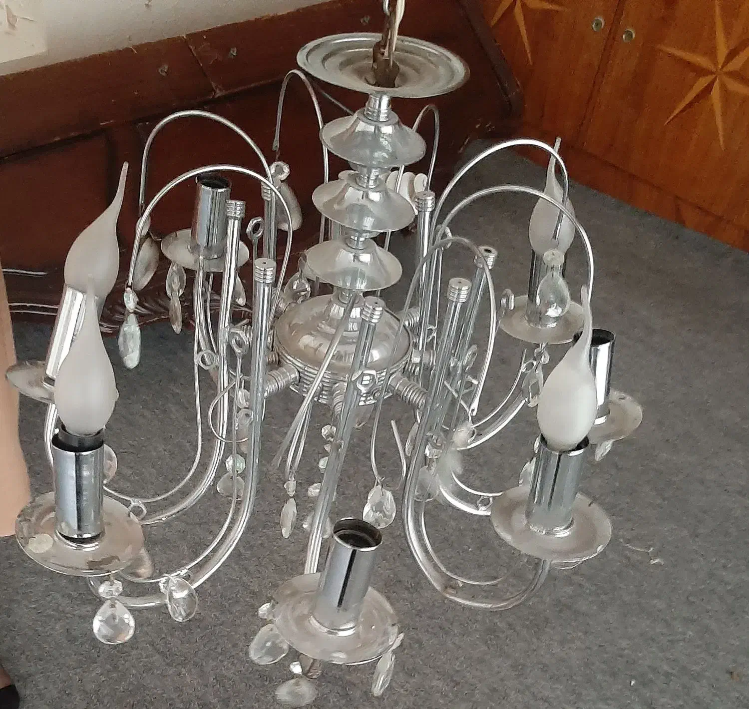 لوستر هشت شاخه استیل|لوستر و چراغ آویز|تبریز, |دیوار