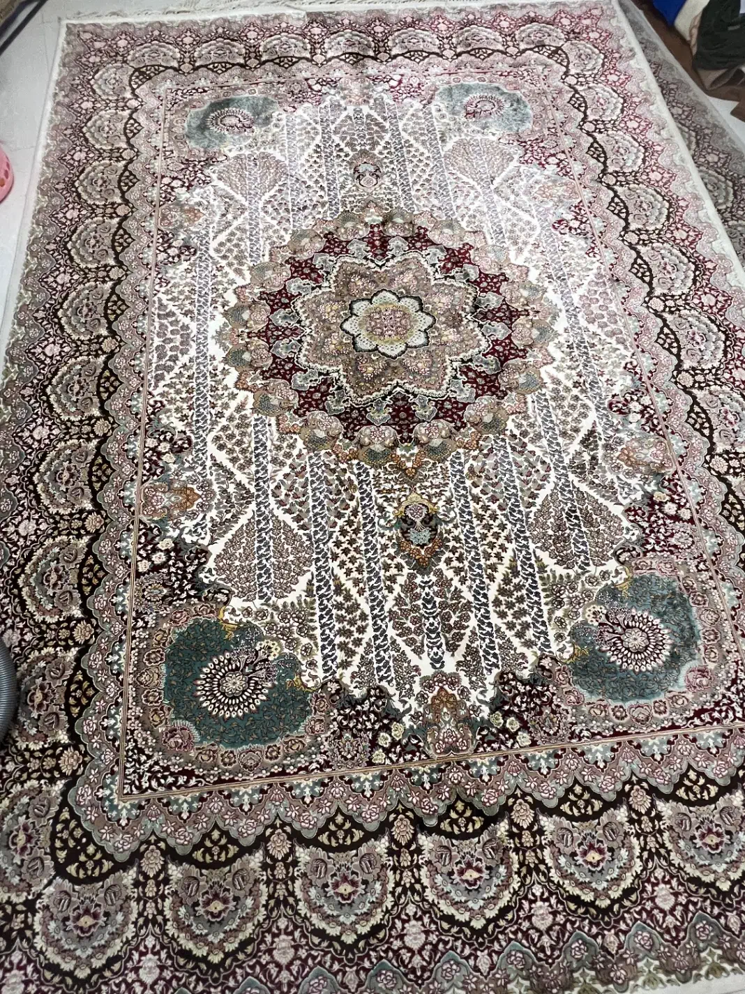 یک جفت فرش ماشینی ابریشم|فرش|کرمان, |دیوار