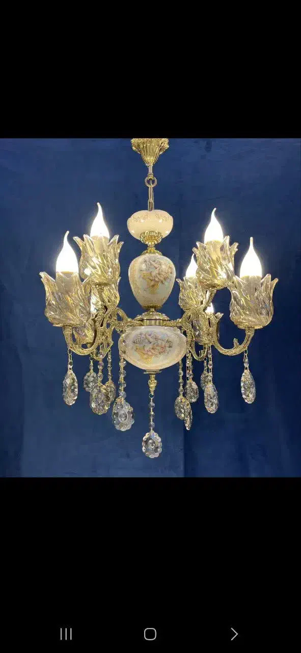 لوستراسکا نیکولابرنج سرامیکی6+2شعله سرپیچyبرنجa123|لوستر و چراغ آویز|تهران, نعمتآباد|دیوار