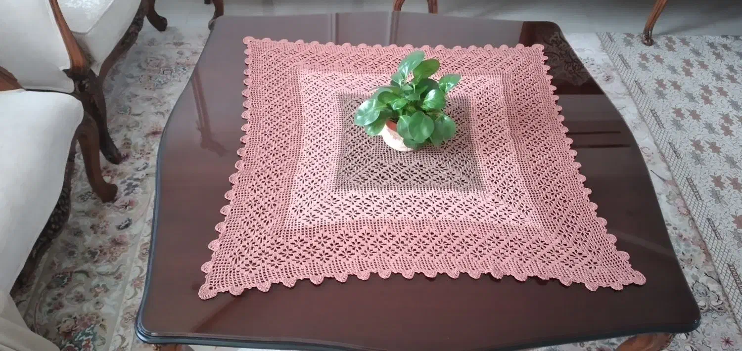 رومیزی قلاب بافی با نخ مرسریزه|پرده، رانر، رومیزی|رشت, جانبازان|دیوار