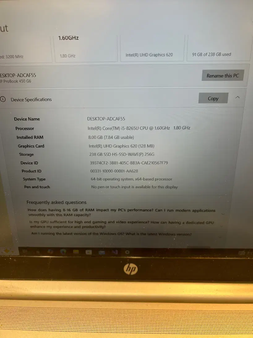 hp probook 450 g6|رایانه همراه|شیراز, قدوسی غربی|دیوار