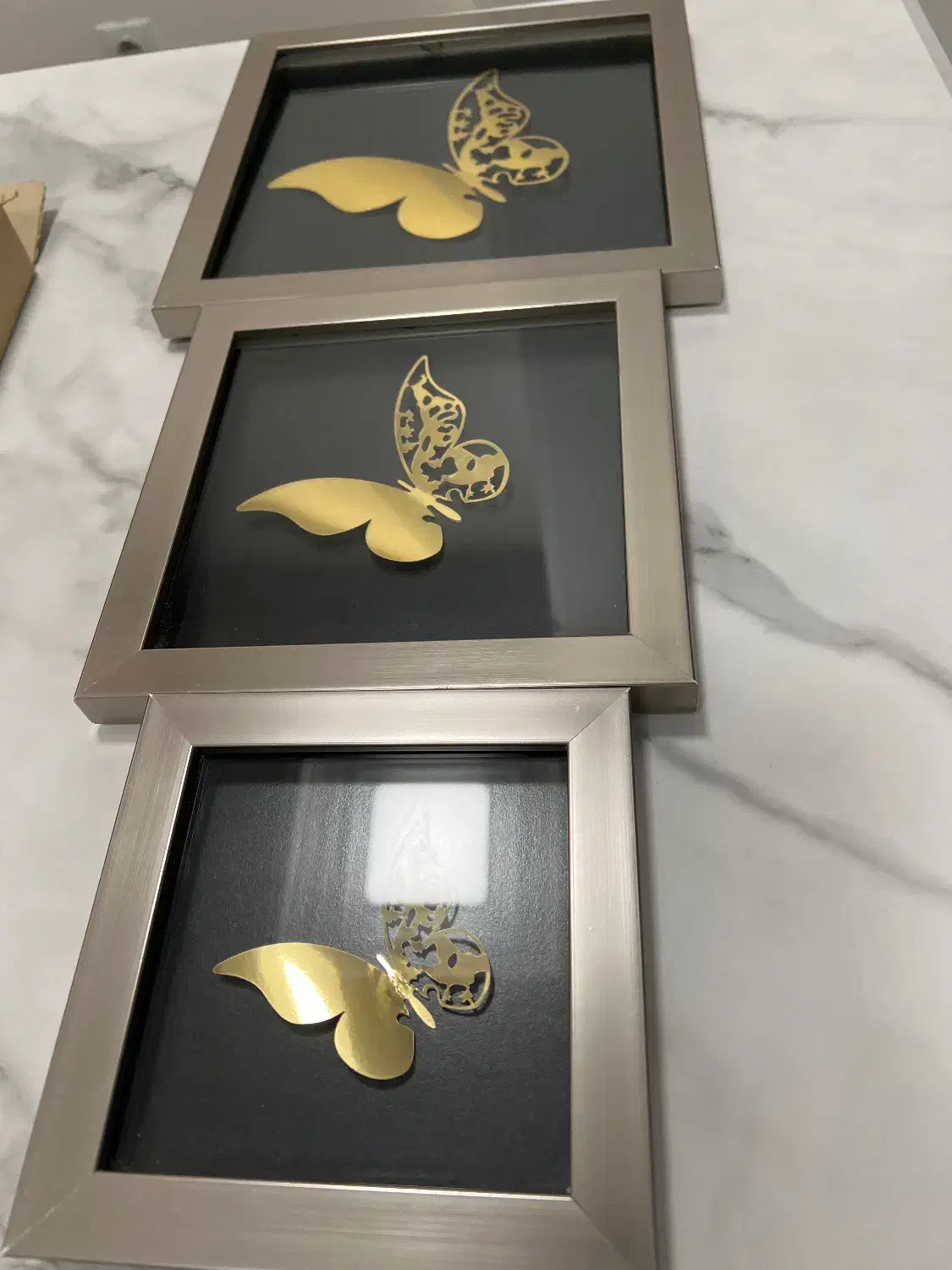 سه عدد تابلو پروانه ای طلایی|تابلو، نقاشی، عکس|کرمان, |دیوار