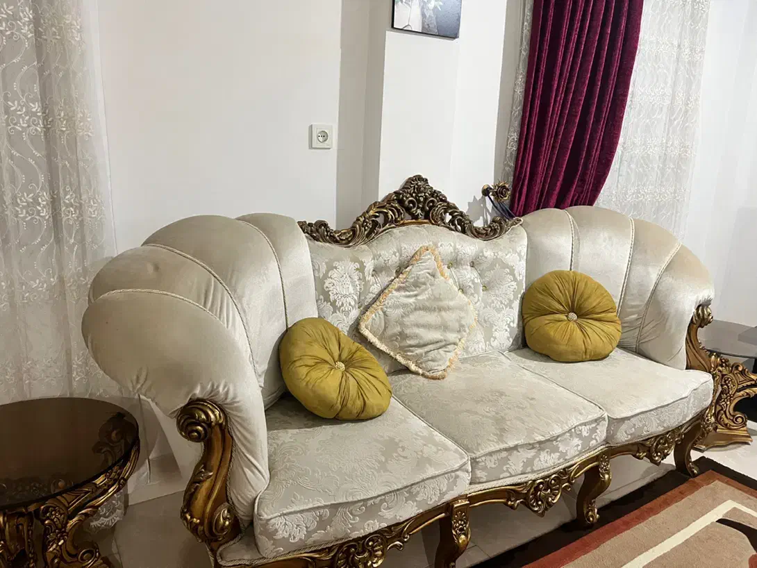 مبل ۱۰نفره کلاسیک سفید طلایی|مبلمان خانگی و میز عسلی|چالوس, |دیوار
