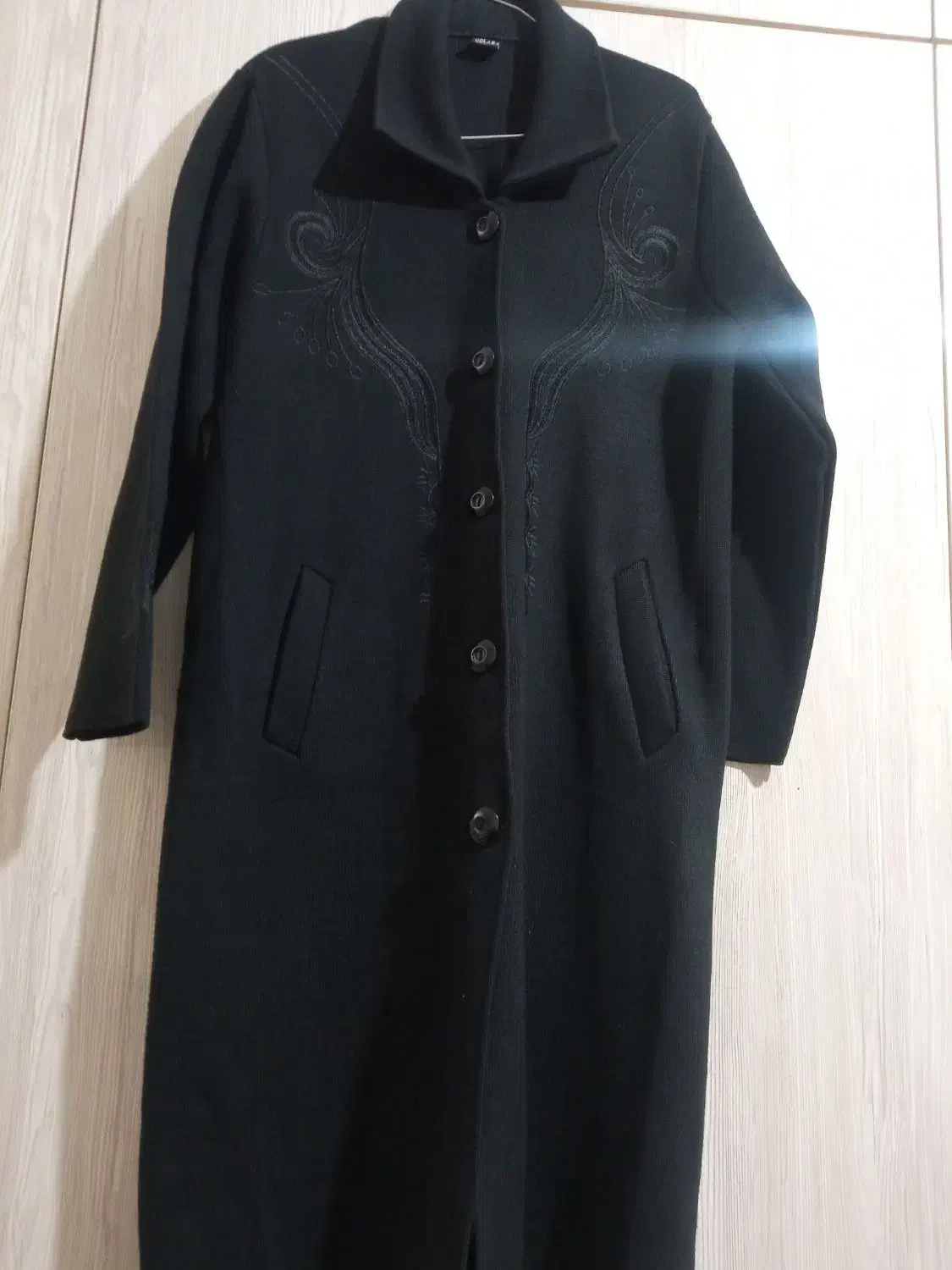 پالتو بافت مشکی جیب دار بلند نونو|لباس|سنندج, |دیوار