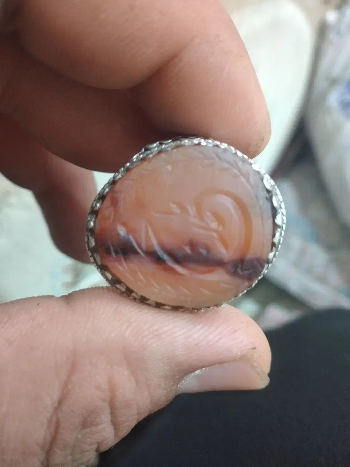 انگشتر نقره عقیق یمنی کهنه مصور|جواهرات|قم, جمکران|دیوار