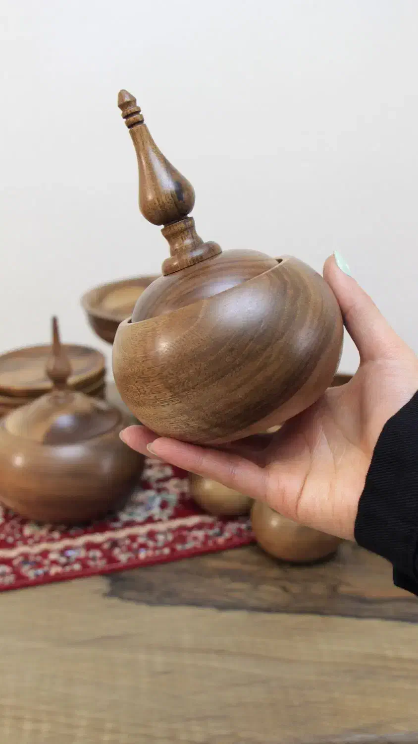 ظروف چوبی، قندان، میوه خوری، کاسه چوبی|ظروف سرو و پذیرایی|رشت, رشتیان|دیوار
