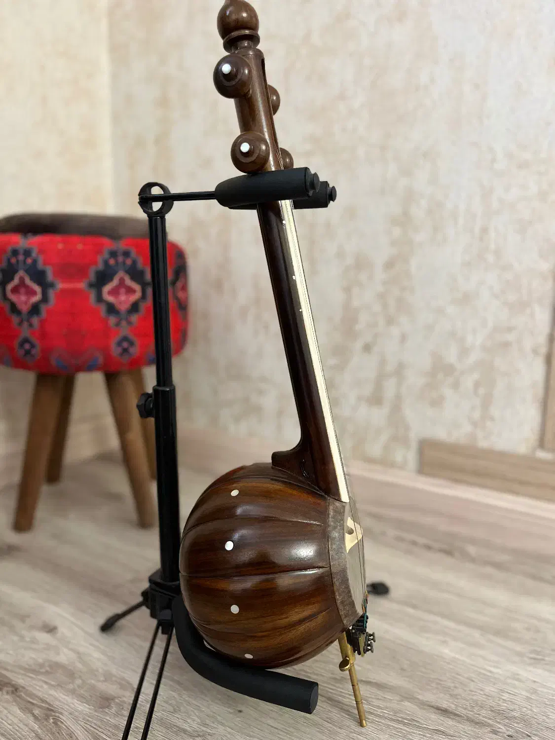 کمانچه دستساز داوود عطایی|سازهای سنتی|شیراز, دشت چنار|دیوار