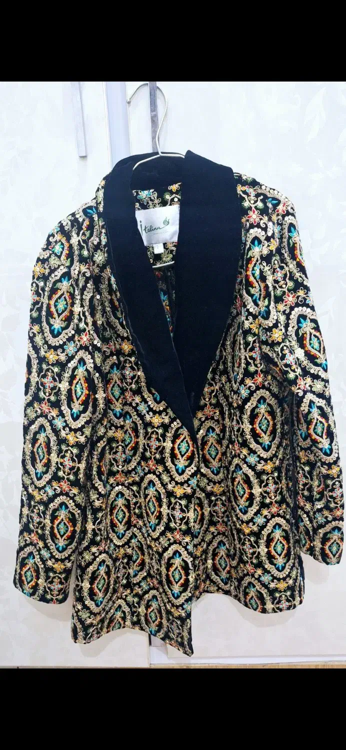 مانتو کتی مخمل سنگ دوزی|لباس|کارون, |دیوار