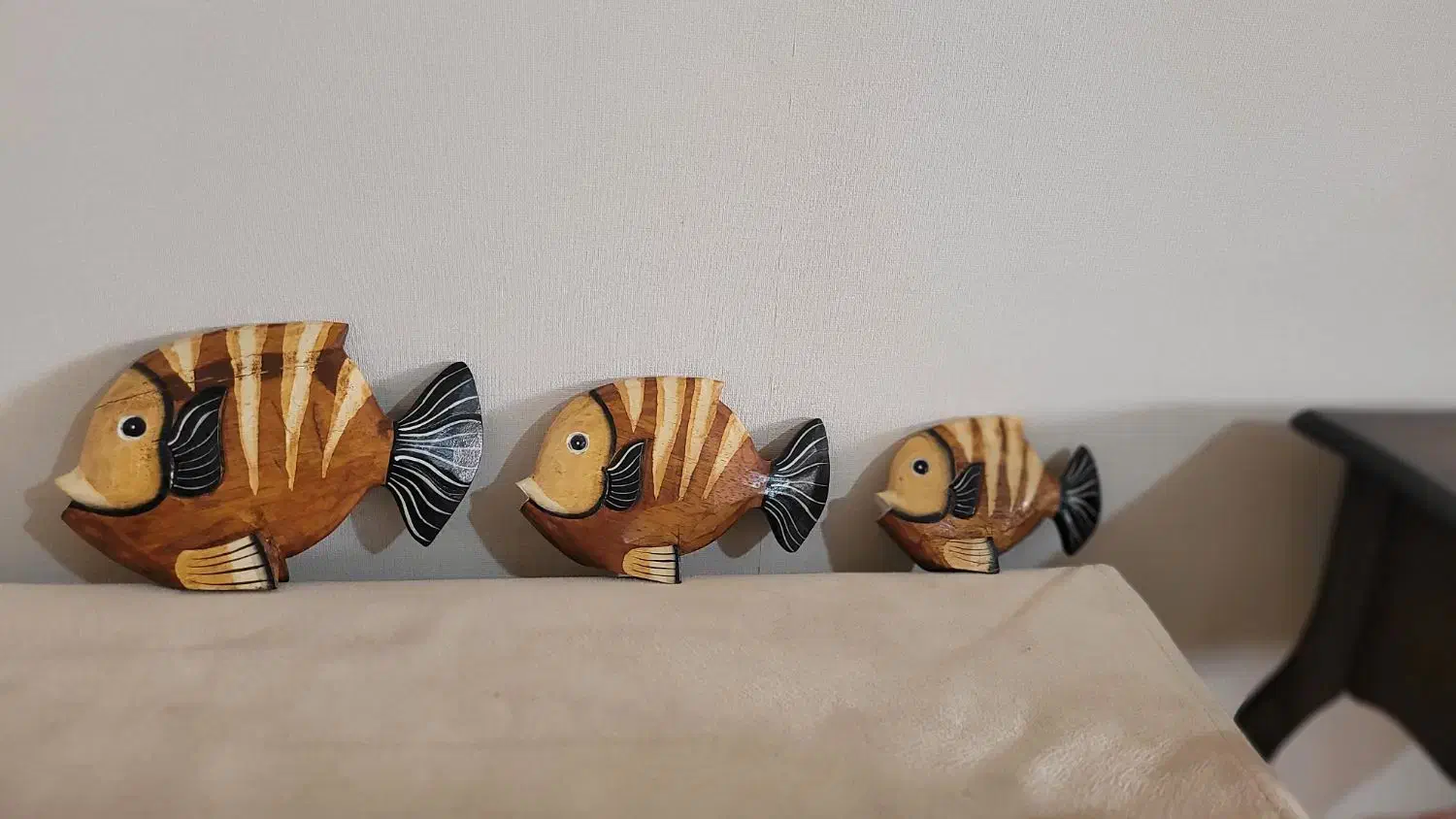 ۳ ماهی دکوری چوبی|مجسمه، تندیس، ماکت|گنبد کاووس, |دیوار