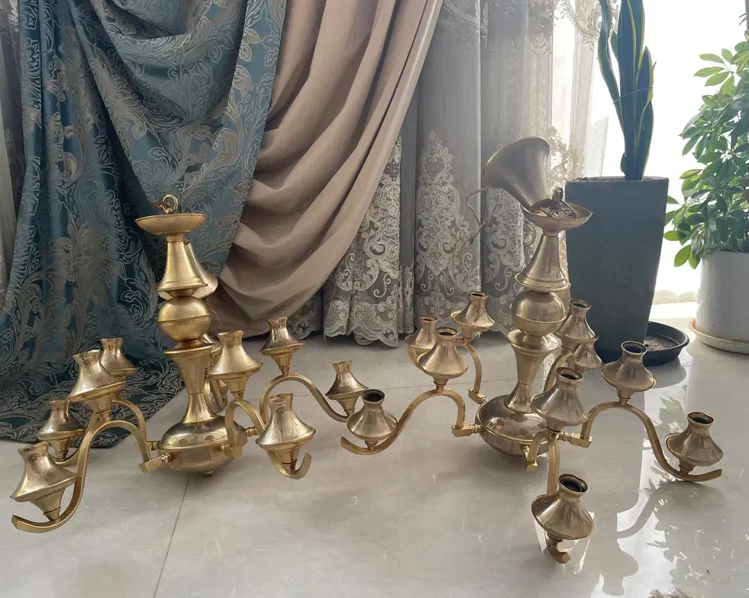 لوستر برنجی و دیوار کوب ۳ عدد|لوستر و چراغ آویز|تهران, پاسداران|دیوار
