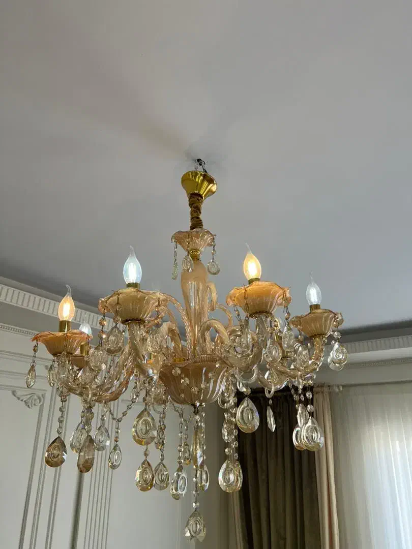 لوستر کریستالی شامپاینی مارک استار|لوستر و چراغ آویز|تبریز, |دیوار