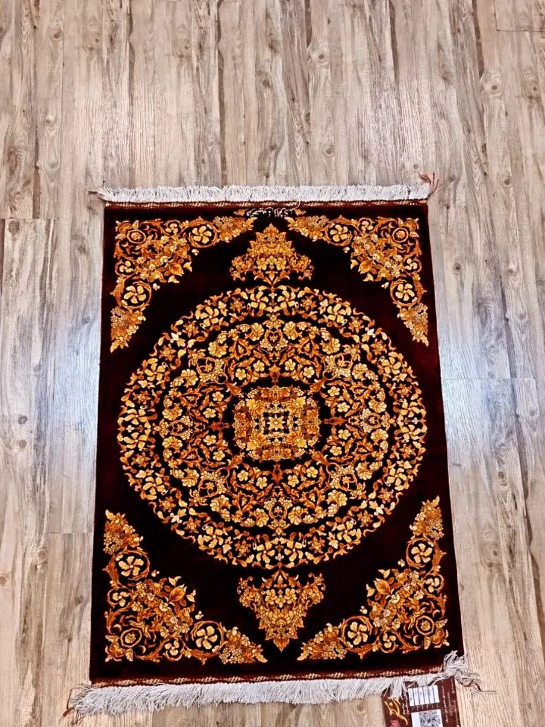 تابلو فرش تمام ابریشم نفیس اصل قمی|تابلو فرش|مشهد, سجاد شهر|دیوار