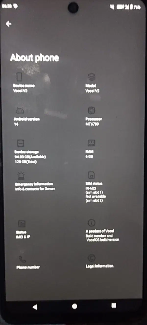 گوشی موبایل vocal v2|موبایل|تهران, شوش (باغ آذری)|دیوار