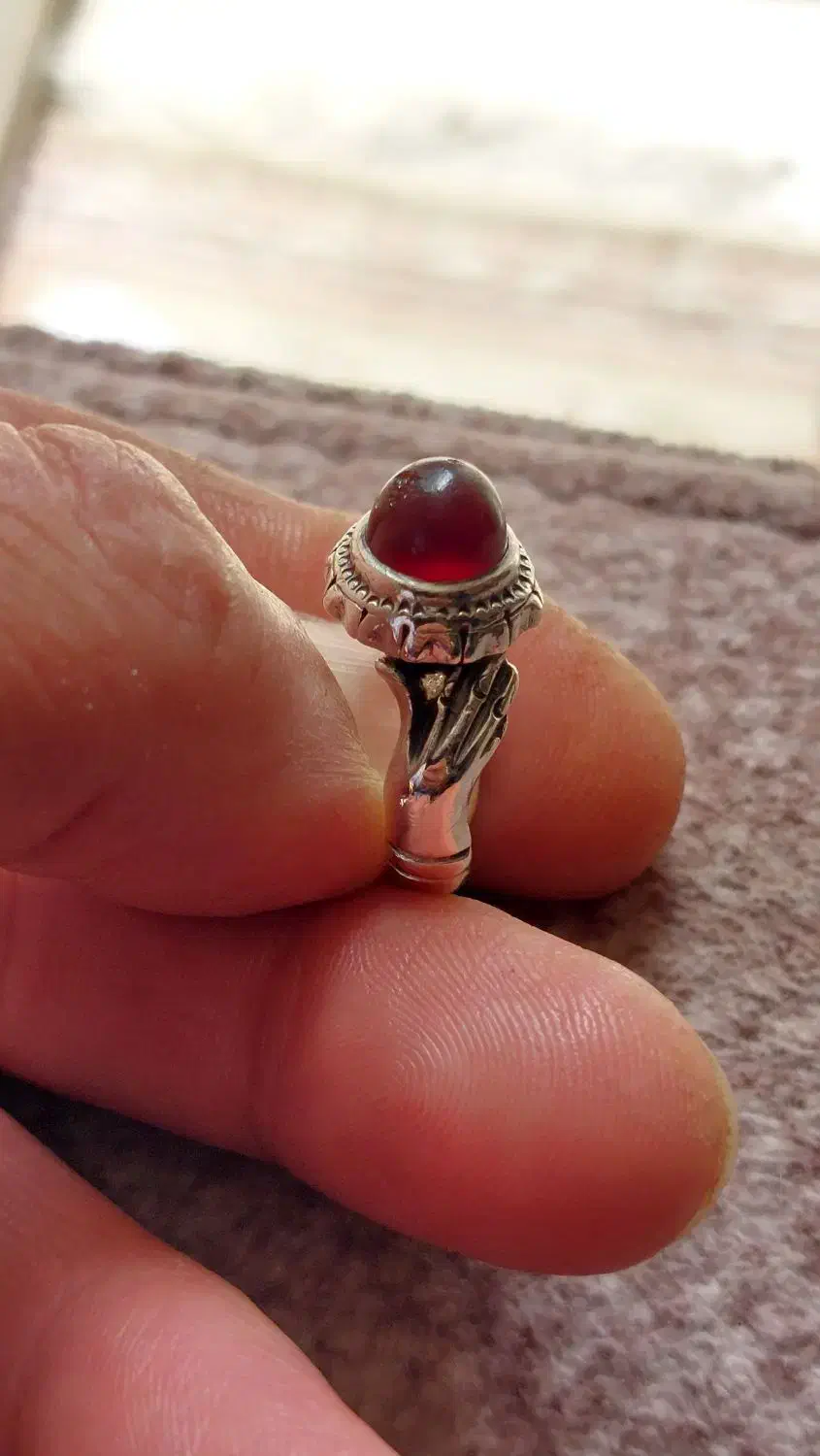 انگشتر نقره دست و دلبر سنگ عقیق یمنی کهنه|جواهرات|قزوین, |دیوار