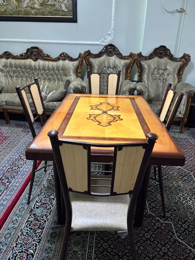 میز چوبی و صندلی ناهار خوری چهار نفره با کیفیت|میز و صندلی غذاخوری|شیراز, شریفآباد|دیوار