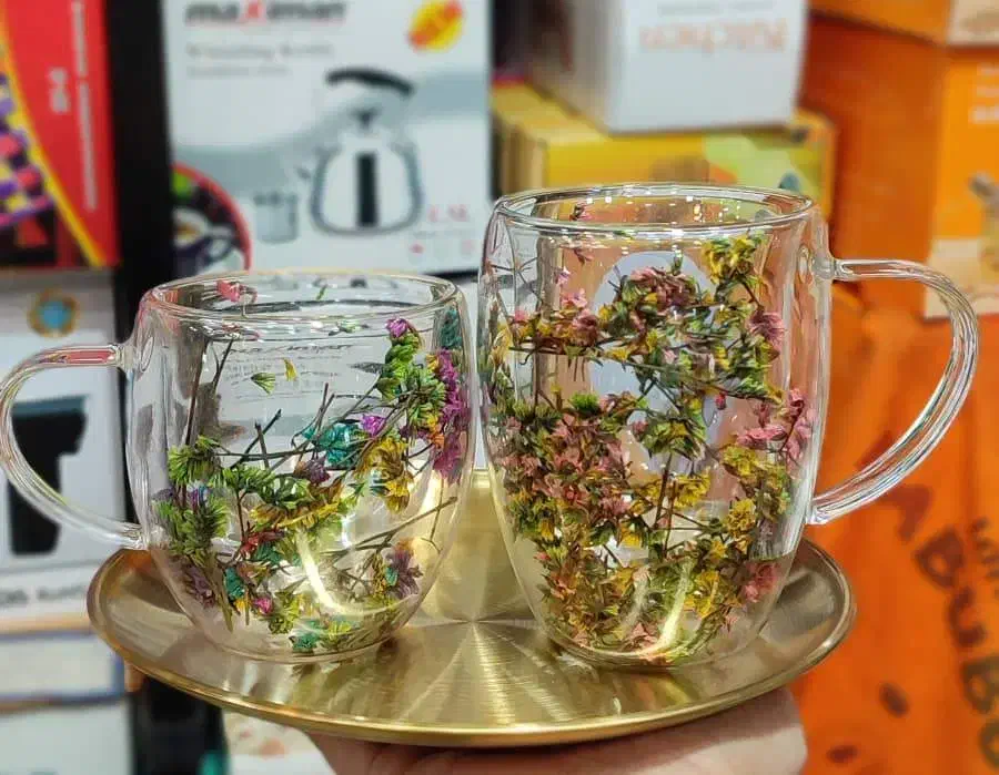 ماگ پیرکس گل خشک طبیعی|ظروف سرو و پذیرایی|بندرلنگه, |دیوار