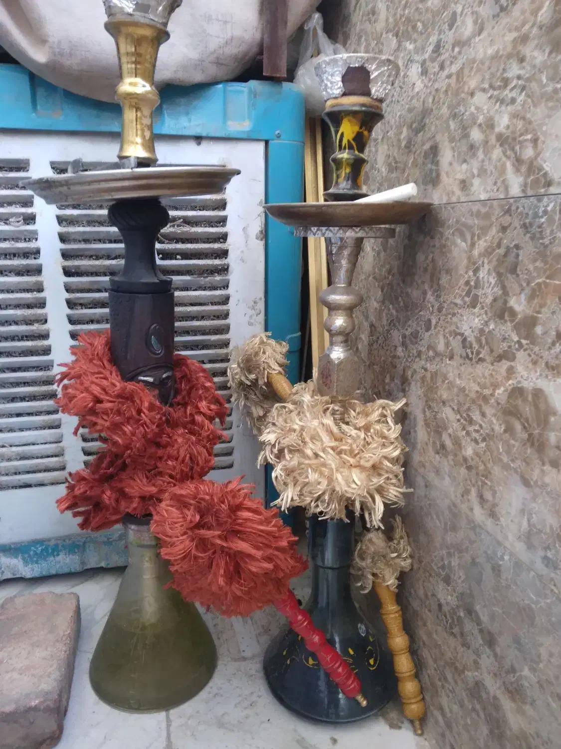 دوتا قلیون یکی چوبی رخ پیرمرد یکی هم برنجه|کلکسیون و سرگرمی|چهاردانگه (تهران), |دیوار