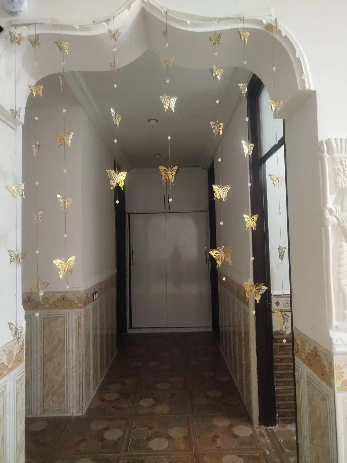 پرده فانتزی طرح پروانه|پرده، رانر، رومیزی|جیرفت, |دیوار