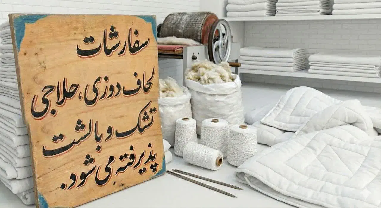 &لحاف دوزی.بالشت.بالش.تشک.پنبه زنی با دستگاه حلاجی|رختخواب، بالش، پتو|قم, شهید رجایی|دیوار