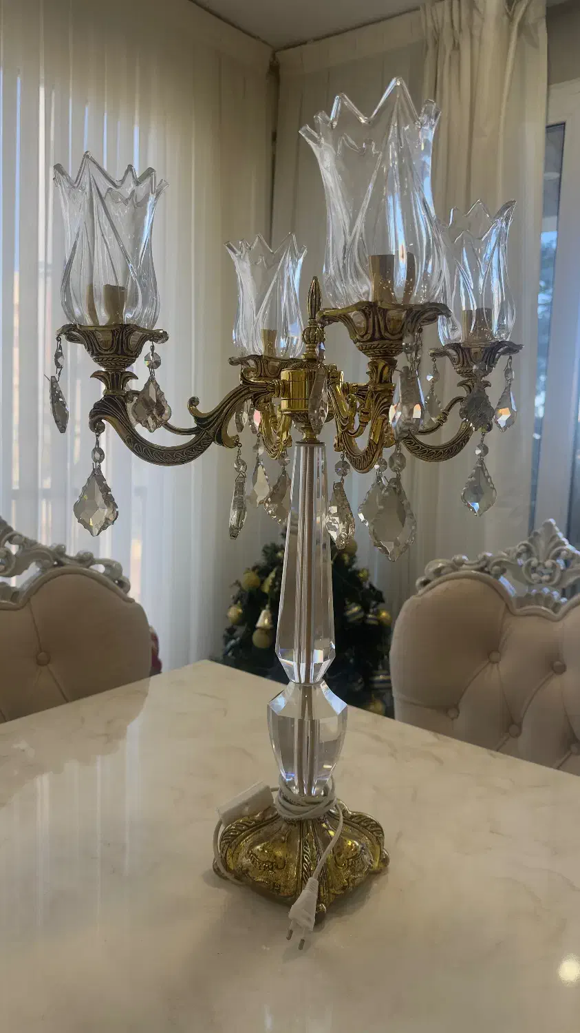 دو عدد شمعدان کریستال چک برقی بسیار شیک|لوستر و چراغ آویز|ساری, |دیوار