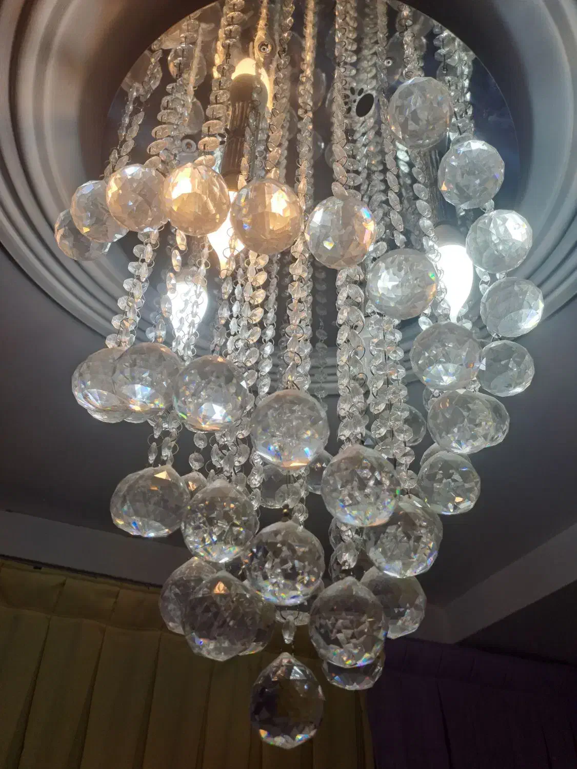 لوستر آویز گرد|لوستر و چراغ آویز|تهران, بلورسازی|دیوار