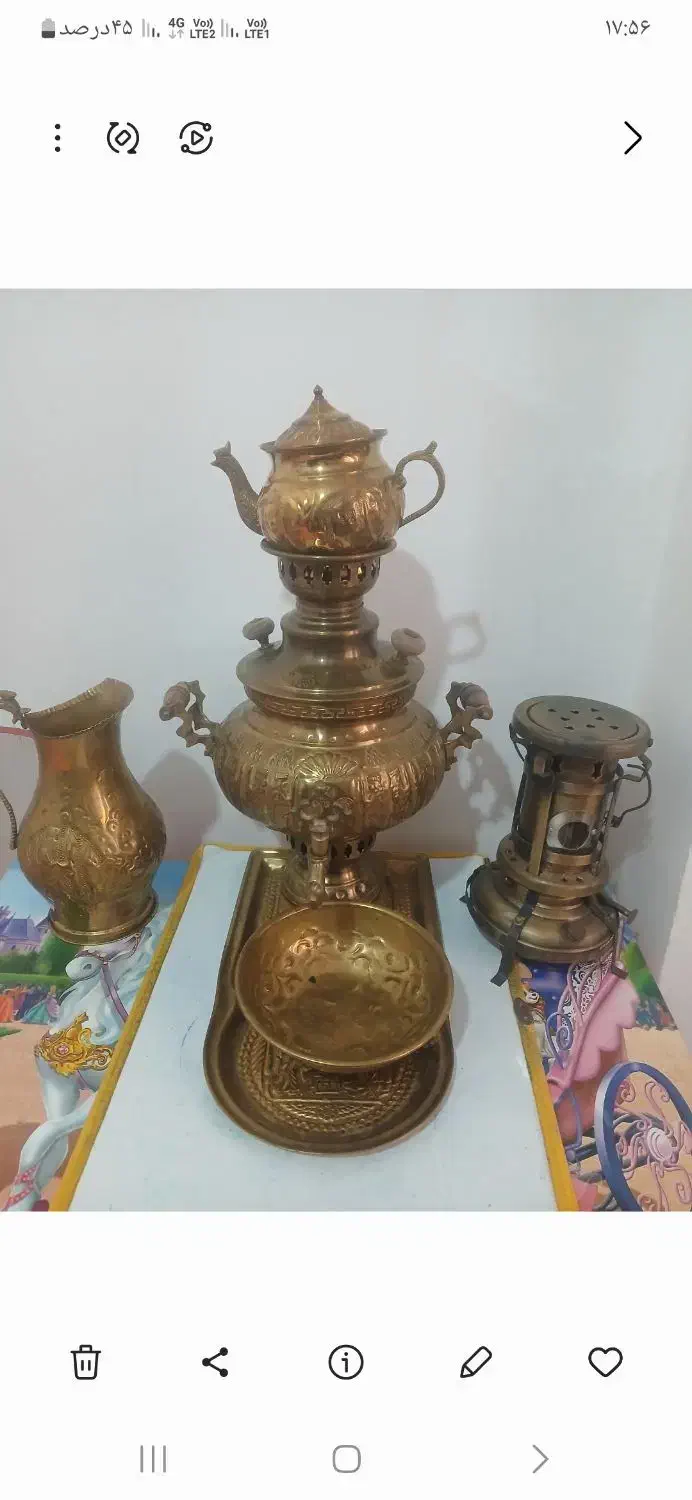 سماور زغالی برنجی|صنایع دستی و سایر لوازم تزئینی|رشت, حمیدیان|دیوار