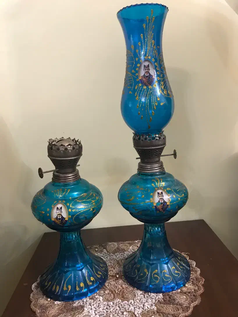 دو عدد چراغ فتیله ای نفتی قاجاری باهم|لامپ و چراغ|تهران, ونک|دیوار